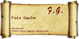 Faix Gyula névjegykártya